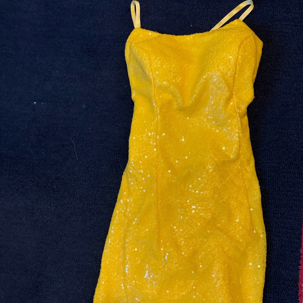 Berlinnova Yellow Sequence Dress, Size Medium